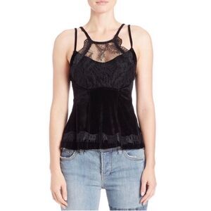 Free People Black Velvet Peplum Top Small Romantic